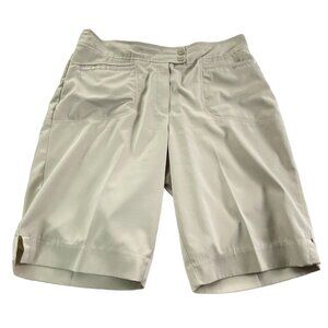 TAIL Women Bermuda Shorts Flat Front Zip Snap Closure Sz 10 Beige Tennis 82-1